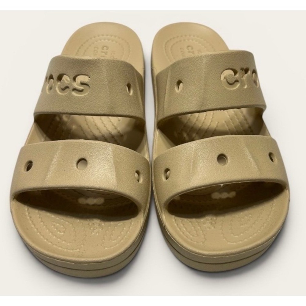 Crocs Baya Platform Slide Sandals Women's Size 6 Beige Slip On Shoes